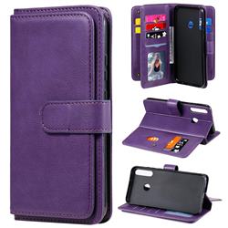 Multi-function Ten Card Slots and Photo Frame PU Leather Wallet Phone Case Cover for Huawei P40 Lite E - Violet