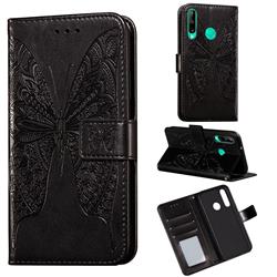 Intricate Embossing Vivid Butterfly Leather Wallet Case for Huawei P40 Lite E - Black