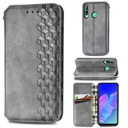 Ultra Slim Fashion Business Card Magnetic Automatic Suction Leather Flip Cover for Huawei P40 Lite E - Grey