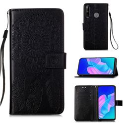 Embossing Dream Catcher Mandala Flower Leather Wallet Case for Huawei P40 Lite E - Black