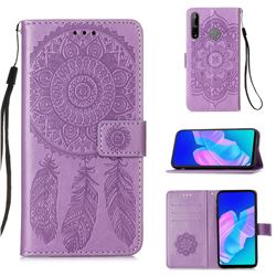 Embossing Dream Catcher Mandala Flower Leather Wallet Case for Huawei P40 Lite E - Purple