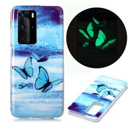 Flying Butterflies Noctilucent Soft TPU Back Cover for Huawei P40 Pro