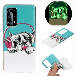 Headphone Puppy Noctilucent Soft TPU Back Cover for Huawei P40 Pro