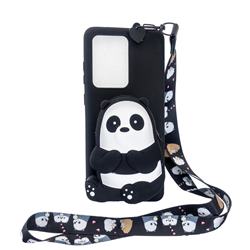 Cute Panda Neck Lanyard Zipper Wallet Silicone Case for Huawei P40 Pro