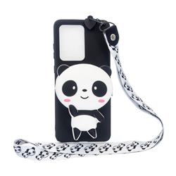 White Panda Neck Lanyard Zipper Wallet Silicone Case for Huawei P40 Pro