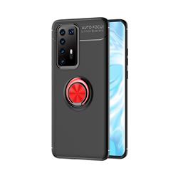 Auto Focus Invisible Ring Holder Soft Phone Case for Huawei P40 Pro - Black Red