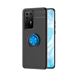 Auto Focus Invisible Ring Holder Soft Phone Case for Huawei P40 Pro - Black Blue
