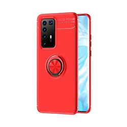 Auto Focus Invisible Ring Holder Soft Phone Case for Huawei P40 Pro - Red
