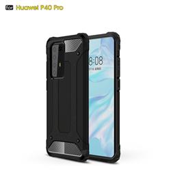 King Kong Armor Premium Shockproof Dual Layer Rugged Hard Cover for Huawei P40 Pro - Black Gold