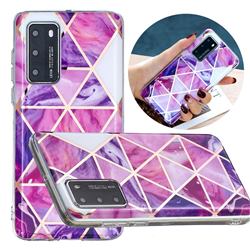Purple Dream Triangle Painted Marble Electroplating Protective Case for Huawei P40 Pro