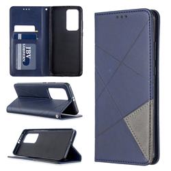 Prismatic Slim Magnetic Sucking Stitching Wallet Flip Cover for Huawei P40 Pro - Blue