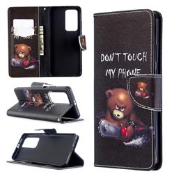 Chainsaw Bear Leather Wallet Case for Huawei P40 Pro