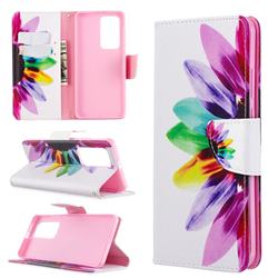 Seven-color Flowers Leather Wallet Case for Huawei P40 Pro