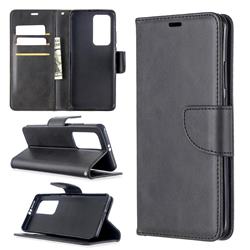 Classic Sheepskin PU Leather Phone Wallet Case for Huawei P40 Pro - Black