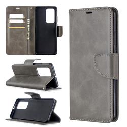 Classic Sheepskin PU Leather Phone Wallet Case for Huawei P40 Pro - Gray