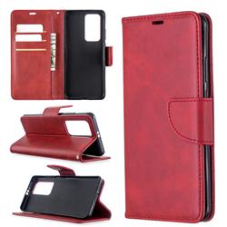 Classic Sheepskin PU Leather Phone Wallet Case for Huawei P40 Pro - Red