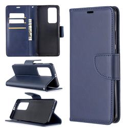 Classic Sheepskin PU Leather Phone Wallet Case for Huawei P40 Pro - Blue