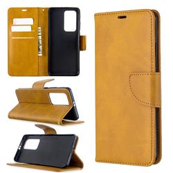 Classic Sheepskin PU Leather Phone Wallet Case for Huawei P40 Pro - Yellow