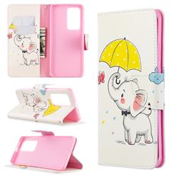 Umbrella Elephant Leather Wallet Case for Huawei P40 Pro