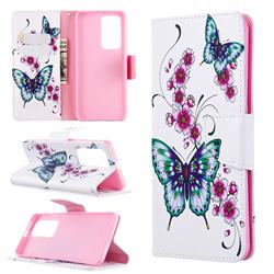 Peach Butterflies Leather Wallet Case for Huawei P40 Pro