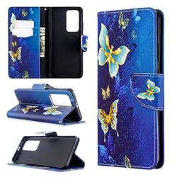 Golden Butterflies Leather Wallet Case for Huawei P40 Pro