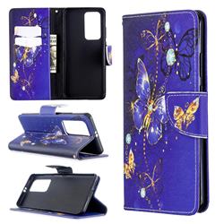 Purple Butterfly Leather Wallet Case for Huawei P40 Pro