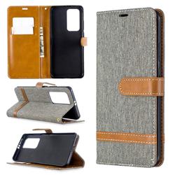 Jeans Cowboy Denim Leather Wallet Case for Huawei P40 Pro - Gray