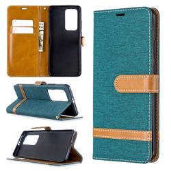 Jeans Cowboy Denim Leather Wallet Case for Huawei P40 Pro - Green
