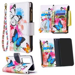 Vivid Flying Butterflies Binfen Color BF03 Retro Zipper Leather Wallet Phone Case for Huawei P40 Pro