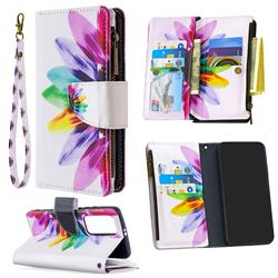 Seven-color Flowers Binfen Color BF03 Retro Zipper Leather Wallet Phone Case for Huawei P40 Pro