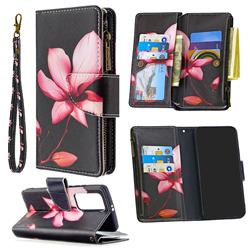 Lotus Flower Binfen Color BF03 Retro Zipper Leather Wallet Phone Case for Huawei P40 Pro