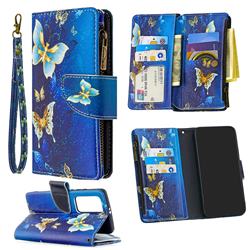 Golden Butterflies Binfen Color BF03 Retro Zipper Leather Wallet Phone Case for Huawei P40 Pro