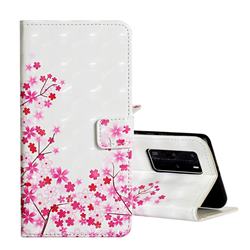 Cherry Blossom 3D Painted Leather Phone Wallet Case for Huawei P40 Pro