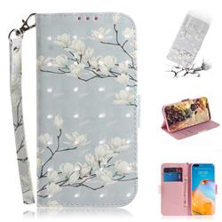 Magnolia Flower 3D Painted Leather Wallet Phone Case for Huawei P40 Pro