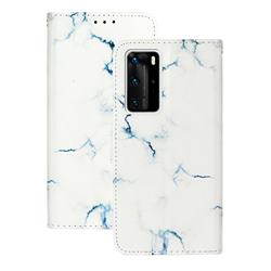Soft White Marble PU Leather Wallet Case for Huawei P40 Pro