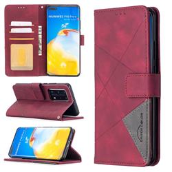 Binfen Color BF05 Prismatic Slim Wallet Flip Cover for Huawei P40 Pro - Red