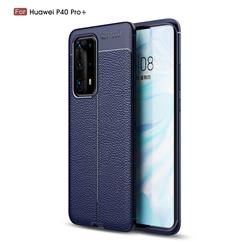 Luxury Auto Focus Litchi Texture Silicone TPU Back Cover for Huawei P40 Pro+ / P40 Plus 5G - Dark Blue