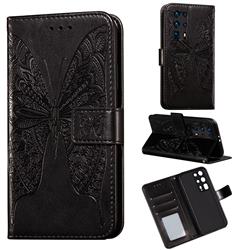 Intricate Embossing Vivid Butterfly Leather Wallet Case for Huawei P40 Pro+ / P40 Plus 5G - Black
