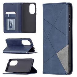 Prismatic Slim Magnetic Sucking Stitching Wallet Flip Cover for Huawei P50 - Blue