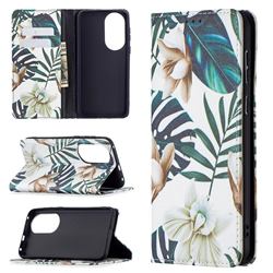 Flower Leaf Slim Magnetic Attraction Wallet Flip Cover for Huawei P50