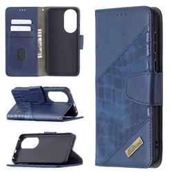 BinfenColor BF04 Color Block Stitching Crocodile Leather Case Cover for Huawei P50 - Blue