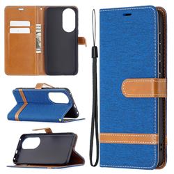 Jeans Cowboy Denim Leather Wallet Case for Huawei P50 - Sapphire