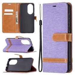 Jeans Cowboy Denim Leather Wallet Case for Huawei P50 - Purple