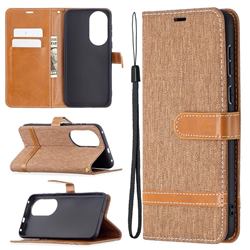 Jeans Cowboy Denim Leather Wallet Case for Huawei P50 - Brown