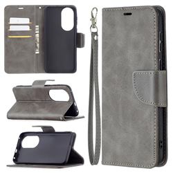 Classic Sheepskin PU Leather Phone Wallet Case for Huawei P50 - Gray
