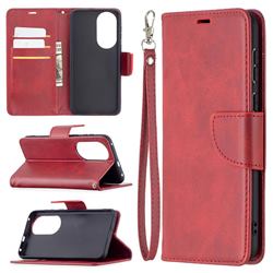 Classic Sheepskin PU Leather Phone Wallet Case for Huawei P50 - Red