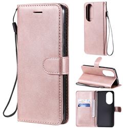 Retro Greek Classic Smooth PU Leather Wallet Phone Case for Huawei P50 - Rose Gold