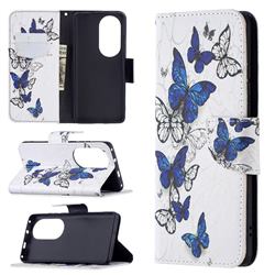 Flying Butterflies Leather Wallet Case for Huawei P50 Pro