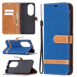 Jeans Cowboy Denim Leather Wallet Case for Huawei P50 Pro - Sapphire