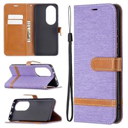 Jeans Cowboy Denim Leather Wallet Case for Huawei P50 Pro - Purple